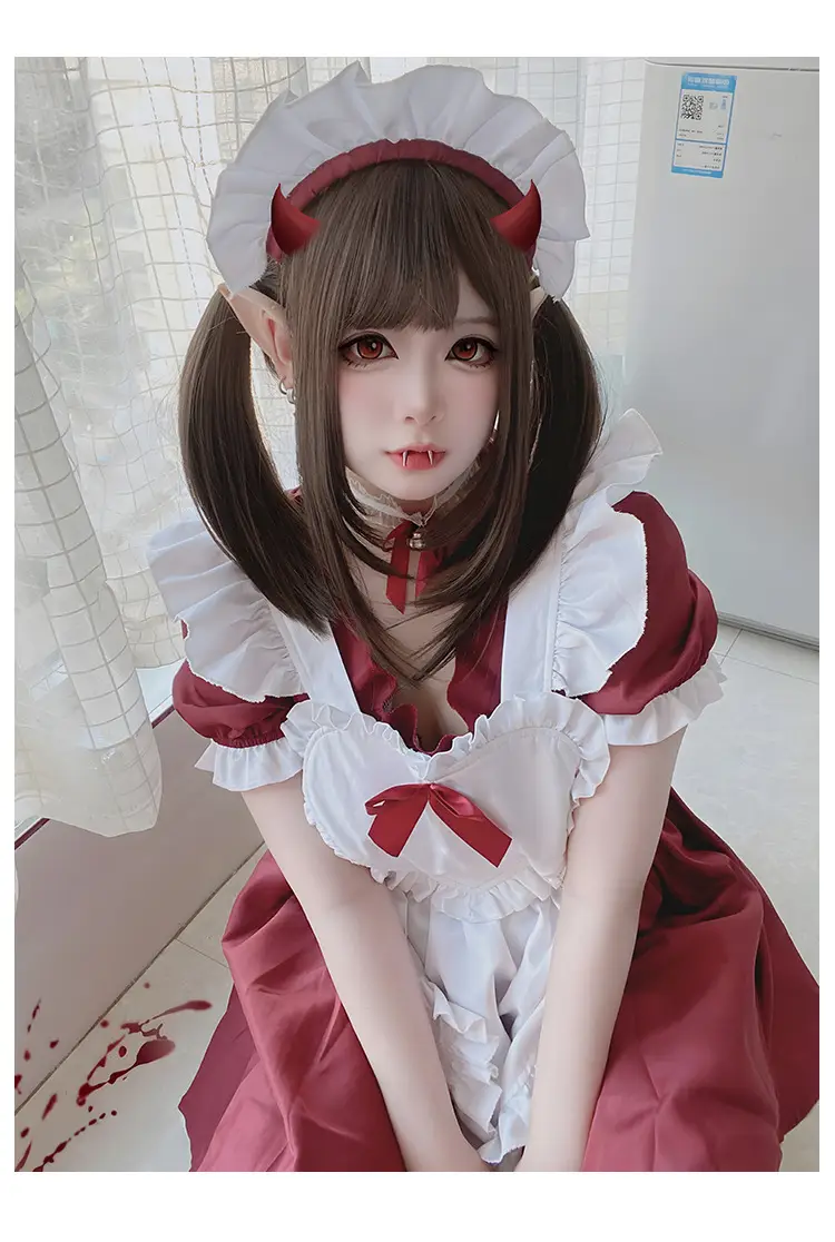 Japanese Maid Lolita Dress Red White Large Size — feature 6