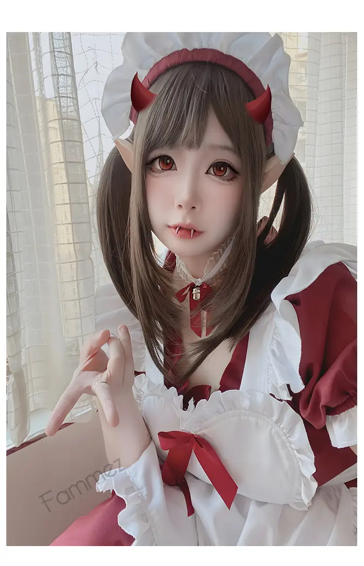 Japanese Maid Lolita Dress Red White Large Size — feature 7