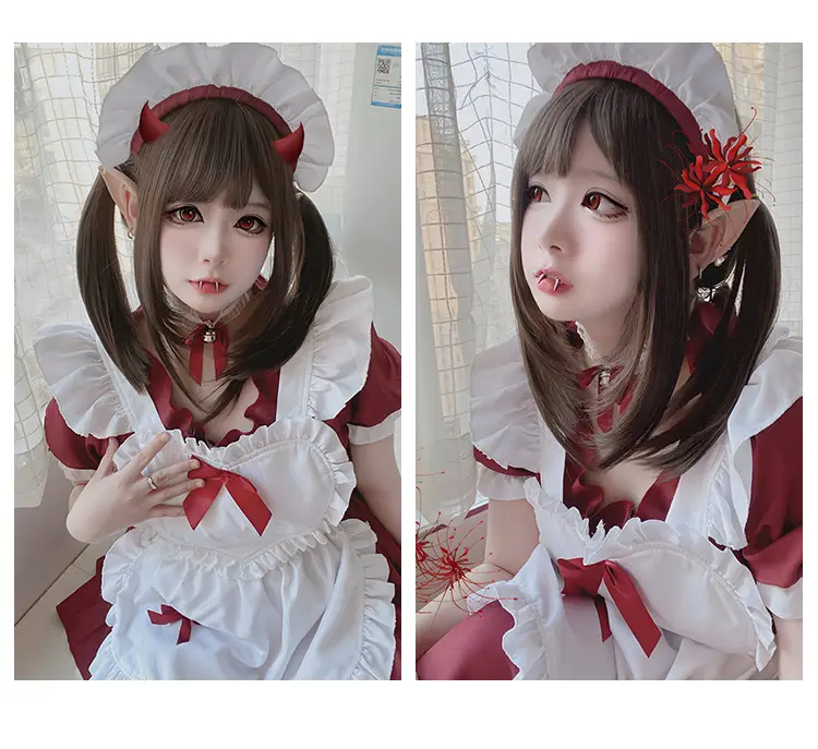 Japanese Maid Lolita Dress Red White Large Size — feature 8