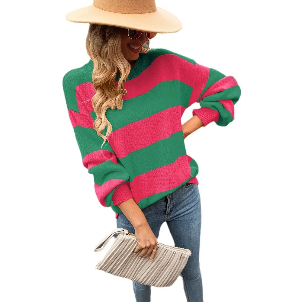 2025 Spring Pullover Striped Round Neck Large - Image 10