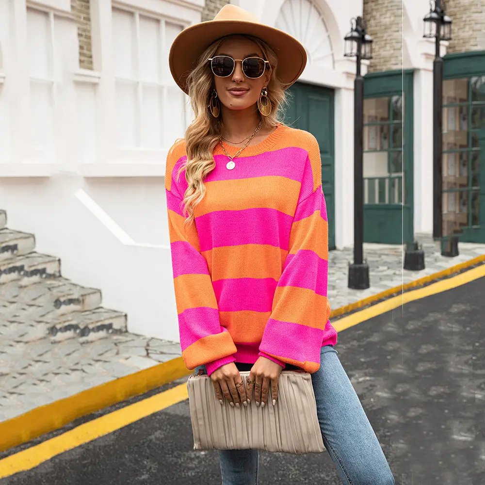 2025 Spring Pullover Striped Round Neck Large - Image 5