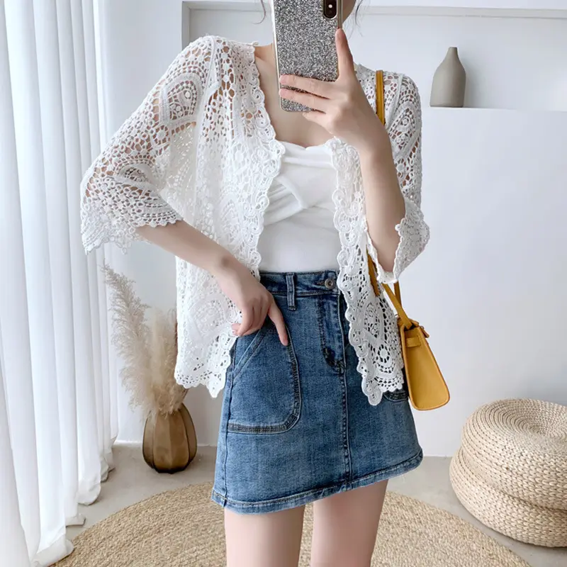 New Summer Lace Cardigan Sun Protection 3/4 Sleeve - Image 3