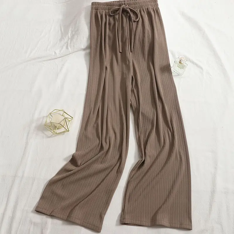 2025 Ice Silk Draped Wide Leg Pants Women Retro Pure Color Small - Image 6