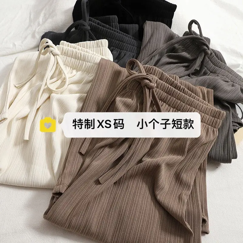 2025 Ice Silk Draped Wide Leg Pants Women Retro Pure Color Small — feature 4