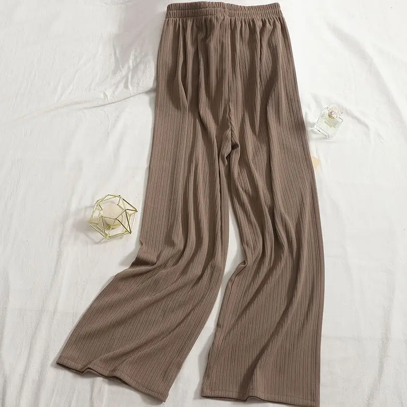 2025 Ice Silk Draped Wide Leg Pants Women Retro Pure Color Small — feature 5