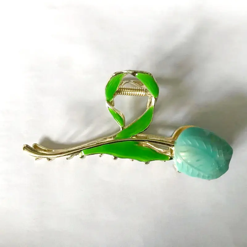 Green Flower Hair Clip for Women's All-Match Updo - Image 2