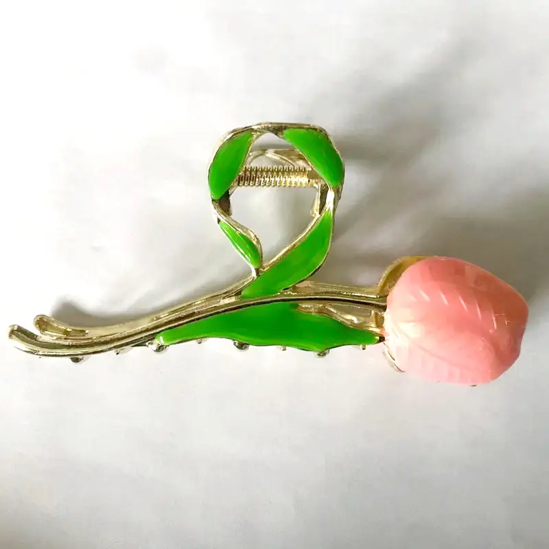 Green Flower Hair Clip for Women's All-Match Updo - Image 3