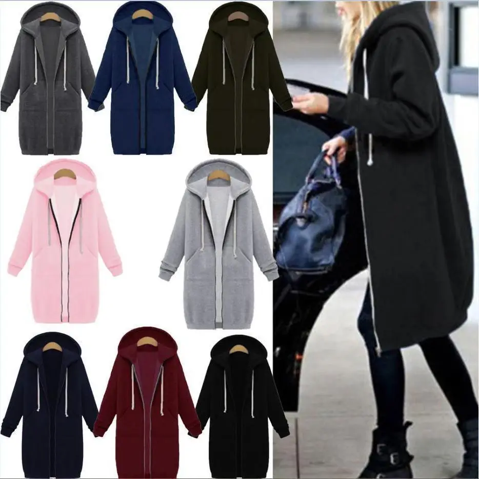 Black Full-Zip Hooded Sweatshirt Women — feature 46