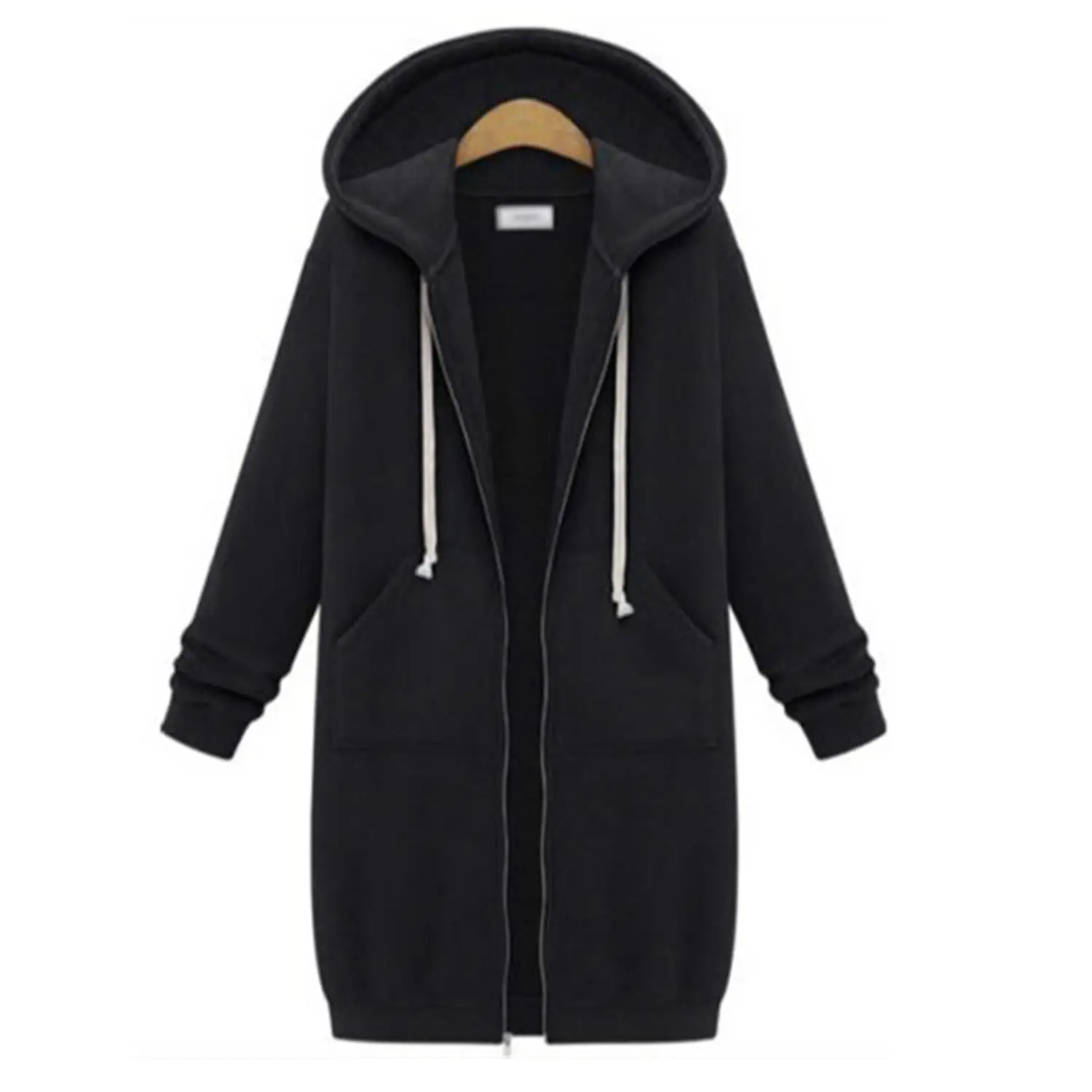 Black Full-Zip Hooded Sweatshirt Women — feature 47