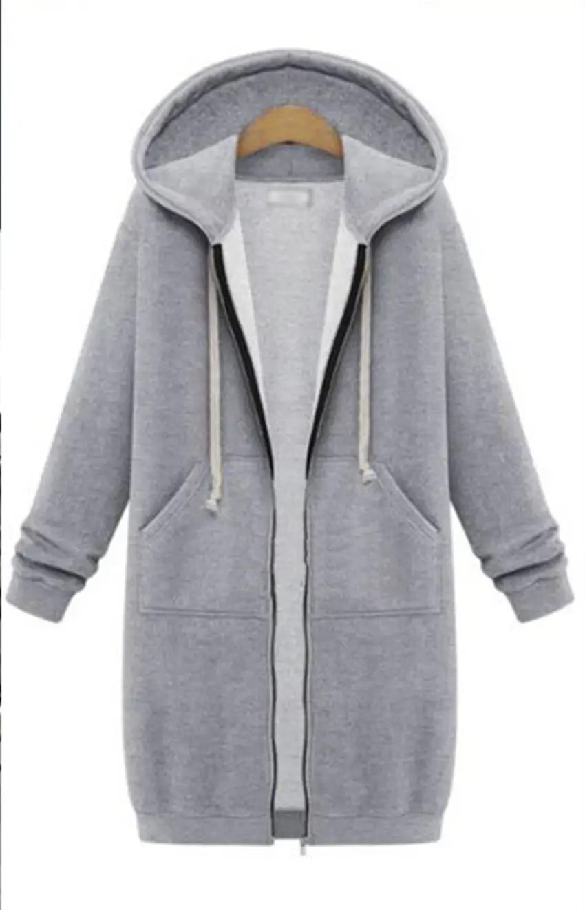 Black Full-Zip Hooded Sweatshirt Women - Image 5