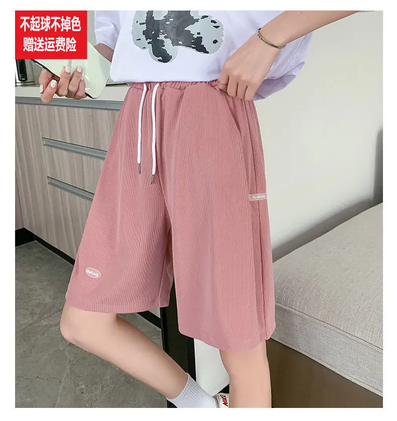 Women Ice Silk Slimming Shorts Summer Casual Wide Leg Pants — feature 16