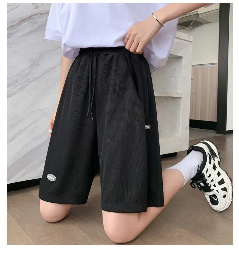 Women Ice Silk Slimming Shorts Summer Casual Wide Leg Pants — feature 17