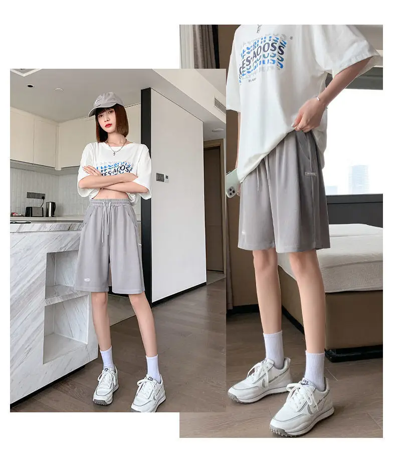 Women Ice Silk Slimming Shorts Summer Casual Wide Leg Pants — feature 22