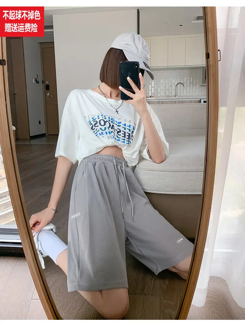 Women Ice Silk Slimming Shorts Summer Casual Wide Leg Pants — feature 23