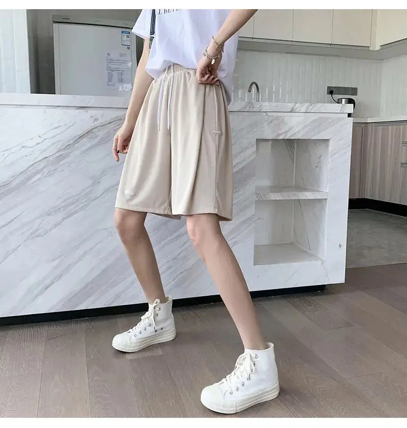Women Ice Silk Slimming Shorts Summer Casual Wide Leg Pants — feature 25