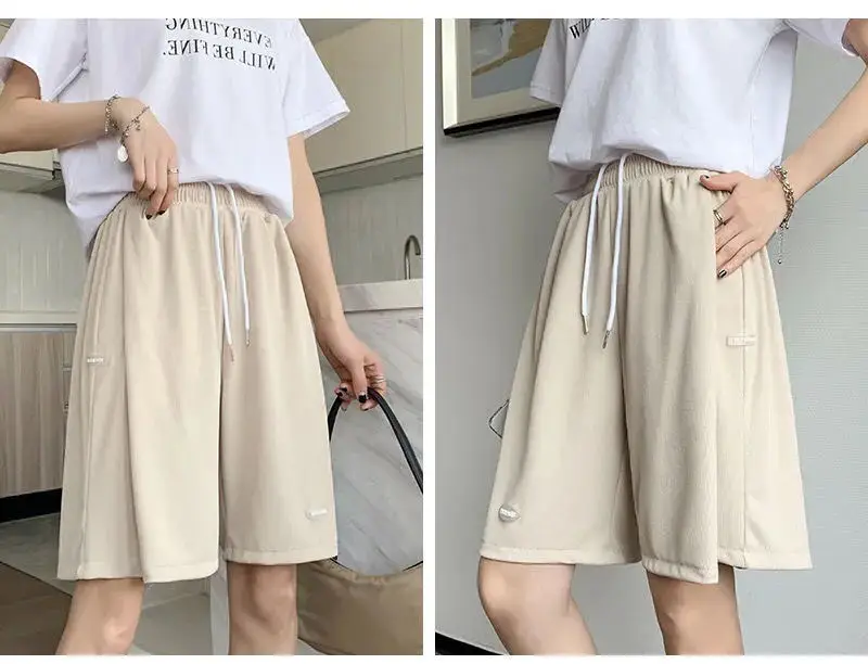 Women Ice Silk Slimming Shorts Summer Casual Wide Leg Pants — feature 26