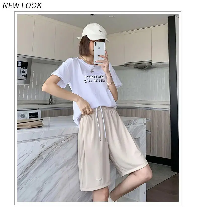 Women Ice Silk Slimming Shorts Summer Casual Wide Leg Pants — feature 27
