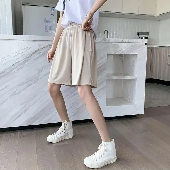 Women Ice Silk Slimming Shorts Summer Casual Wide Leg Pants