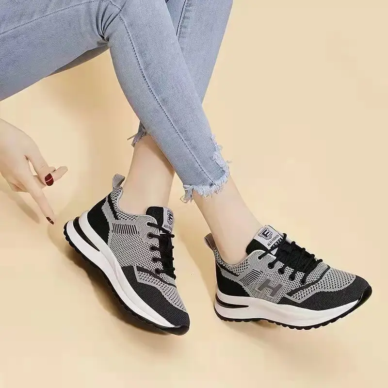 Spring New Flying Woven Women's Sports Shoes Fashion All-match Running Shoes Mesh Casual Female Student Shoes Foreign Trade Women's Shoes - Image 5