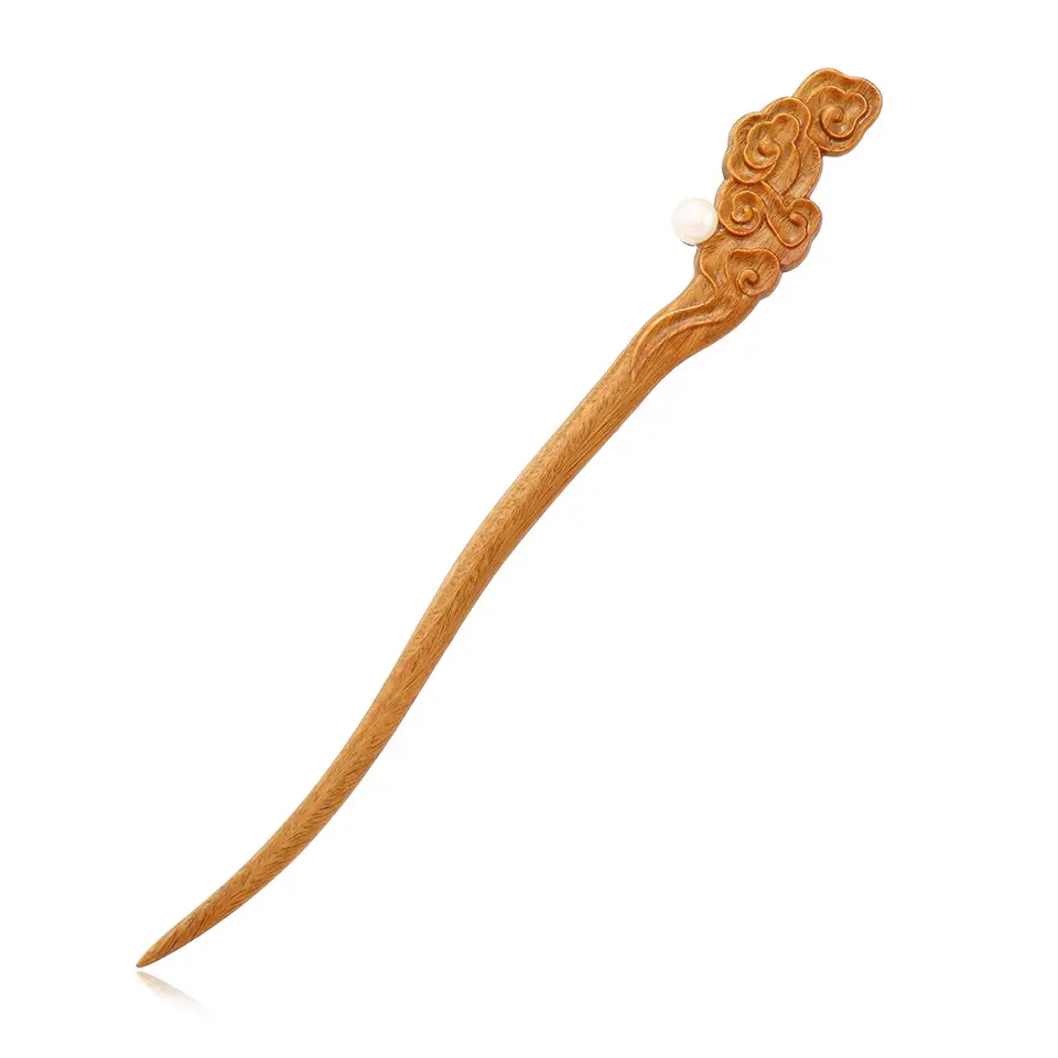 Chinese Hanfu Hairpin with Dragon Design Green Sandalwood