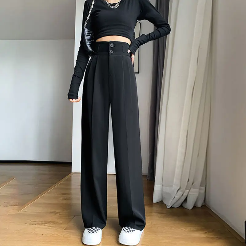 Gray High Waist Wide Leg Pants 2022 Summer - Image 6