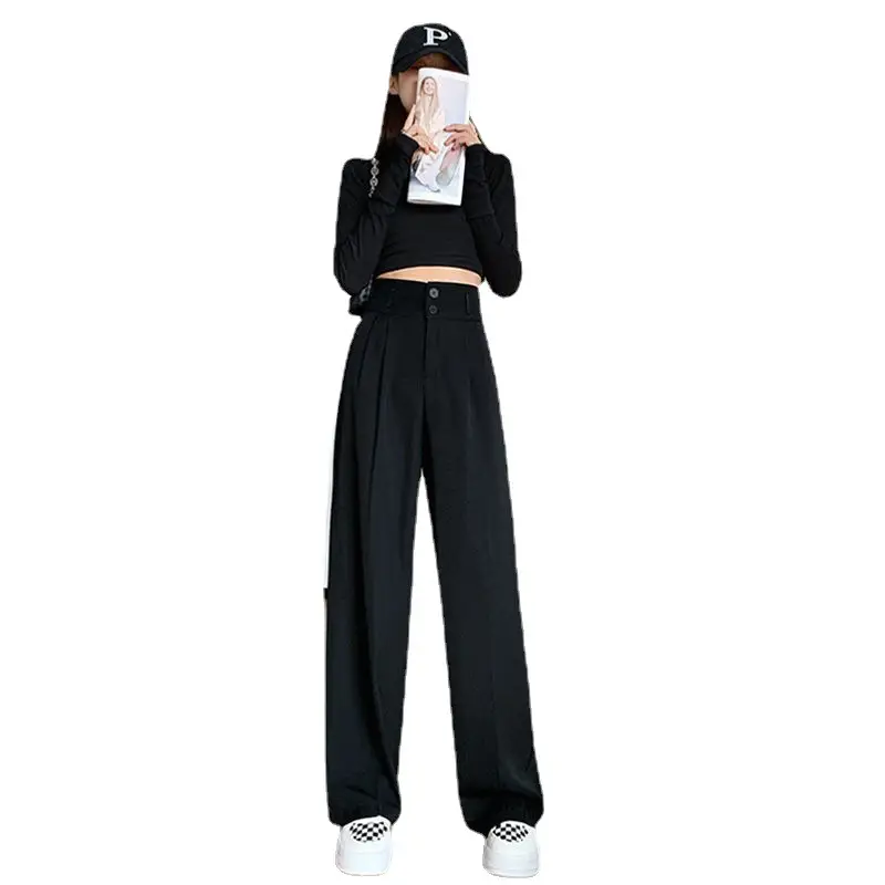 Gray High Waist Wide Leg Pants 2022 Summer - Image 9