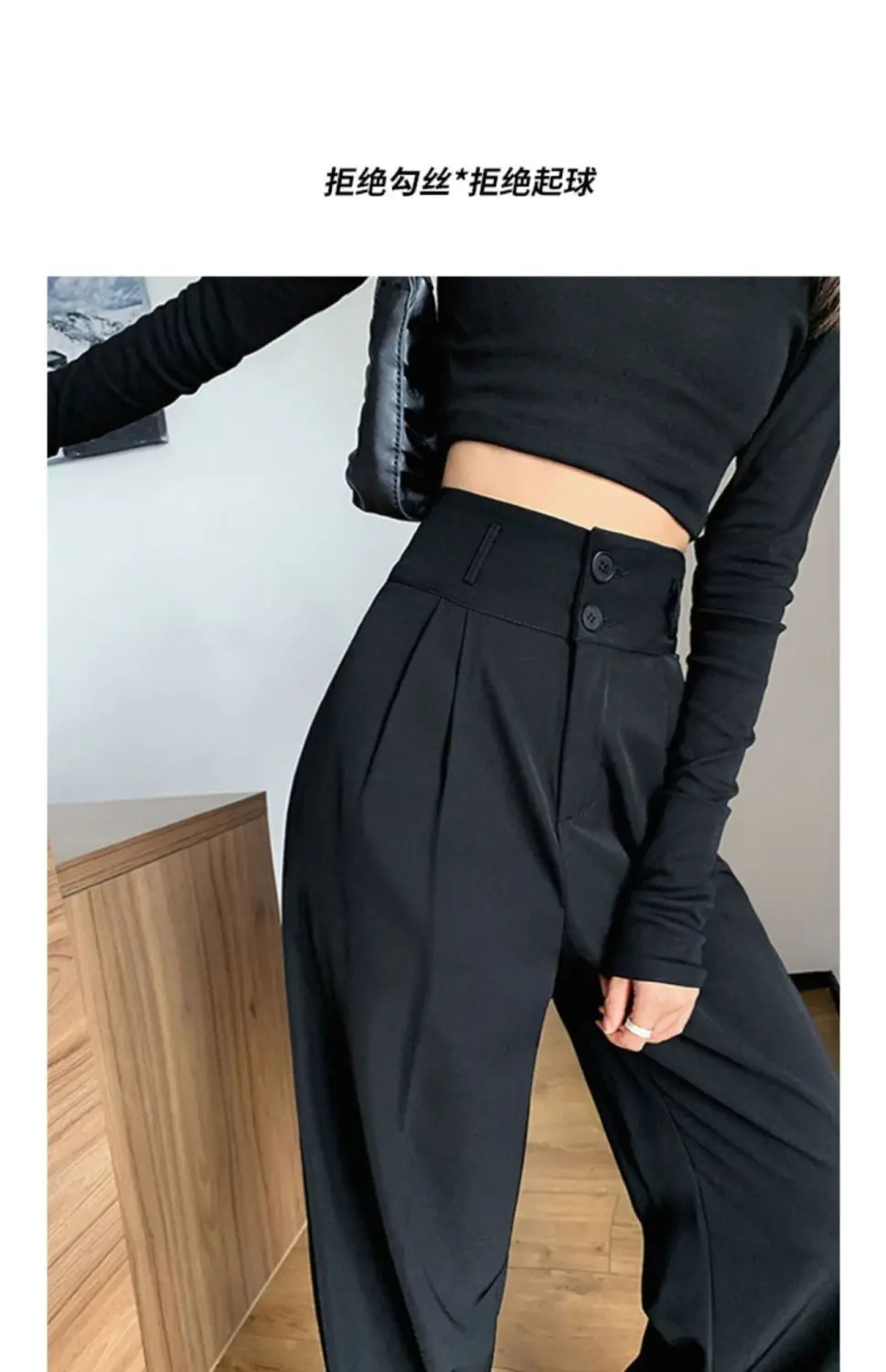 Gray High Waist Wide Leg Pants 2022 Summer — feature 15