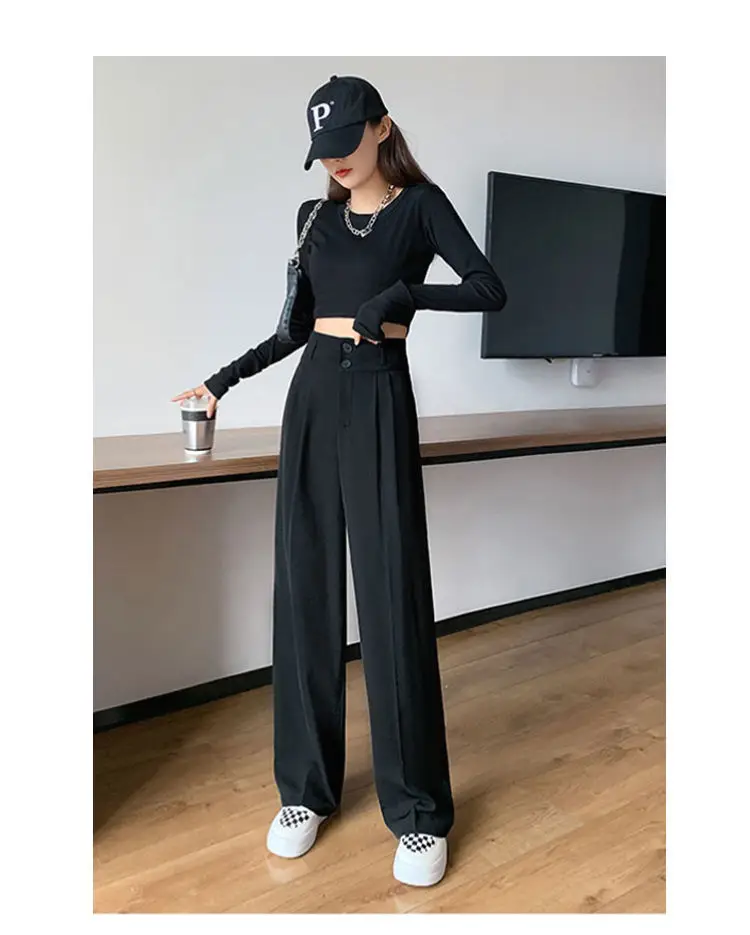Gray High Waist Wide Leg Pants 2022 Summer — feature 17