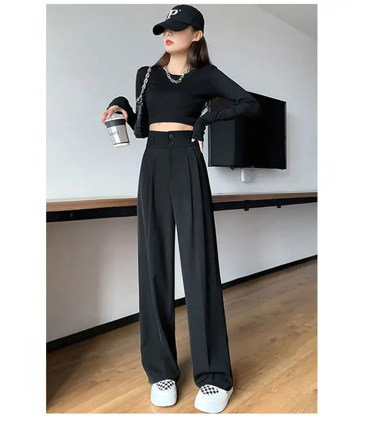Gray High Waist Wide Leg Pants 2022 Summer — feature 18