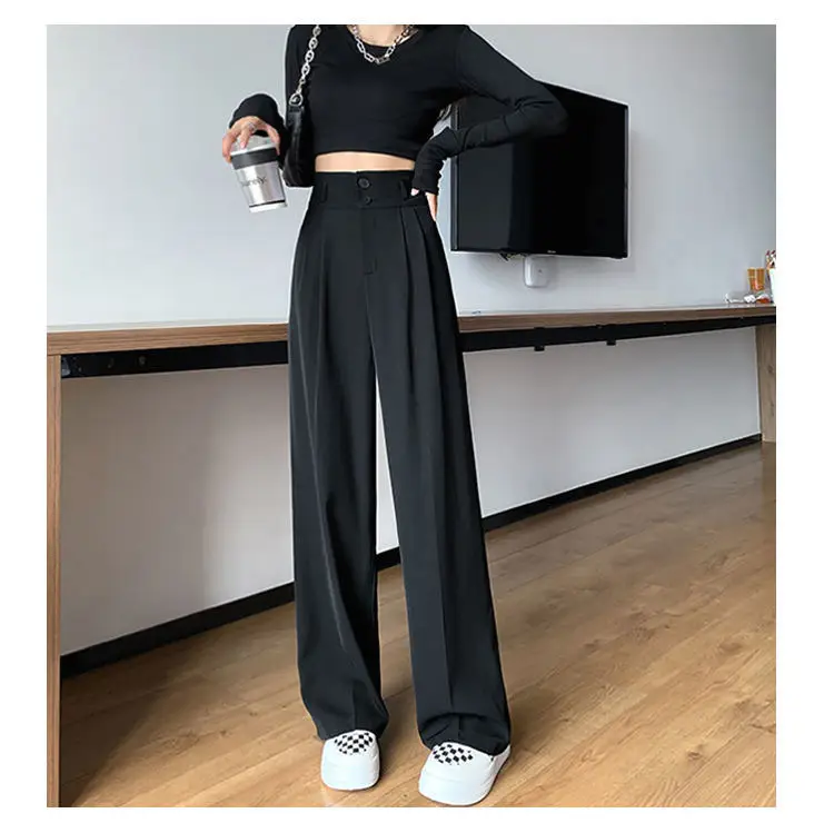 Gray High Waist Wide Leg Pants 2022 Summer — feature 20