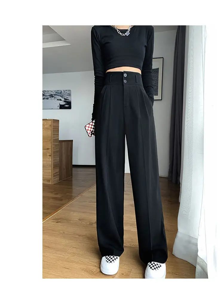 Gray High Waist Wide Leg Pants 2022 Summer — feature 23