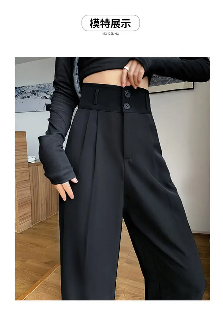 Gray High Waist Wide Leg Pants 2022 Summer — feature 9