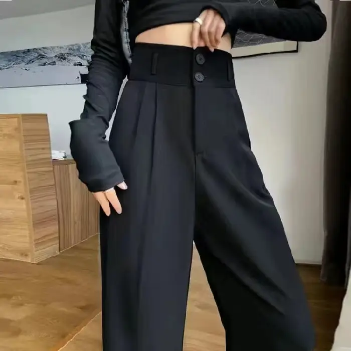 Gray High Waist Wide Leg Pants 2022 Summer - Image 3