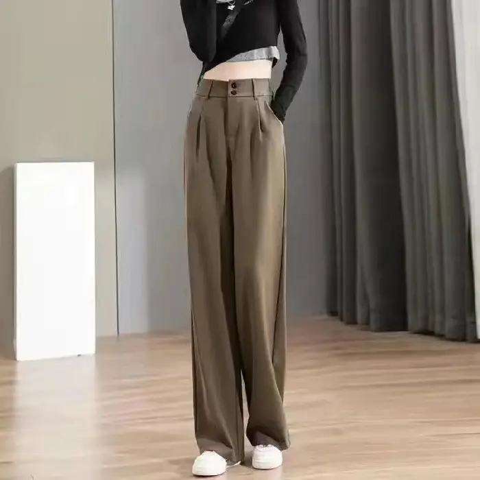 Gray High Waist Wide Leg Pants 2022 Summer - Image 4