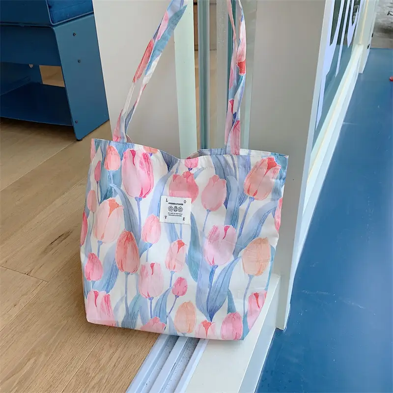 Stylish Floral Canvas Shoulder Bag Large Capacity - Image 14