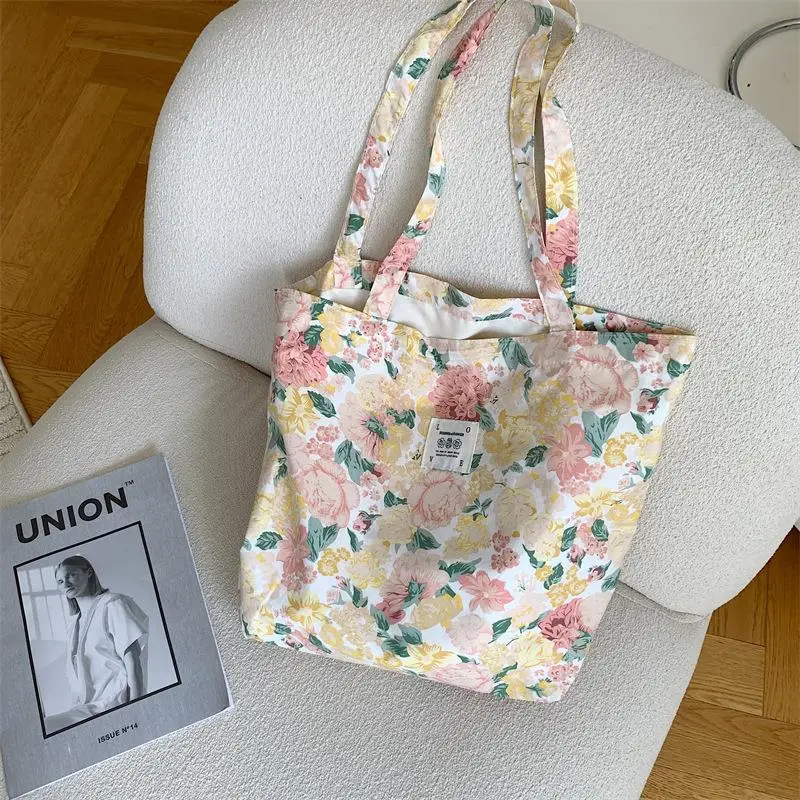 Stylish Floral Canvas Shoulder Bag Large Capacity - Image 15