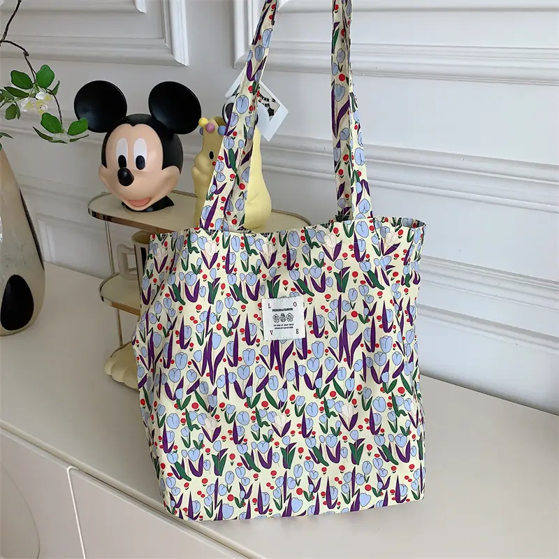 Stylish Floral Canvas Shoulder Bag Large Capacity - Image 16