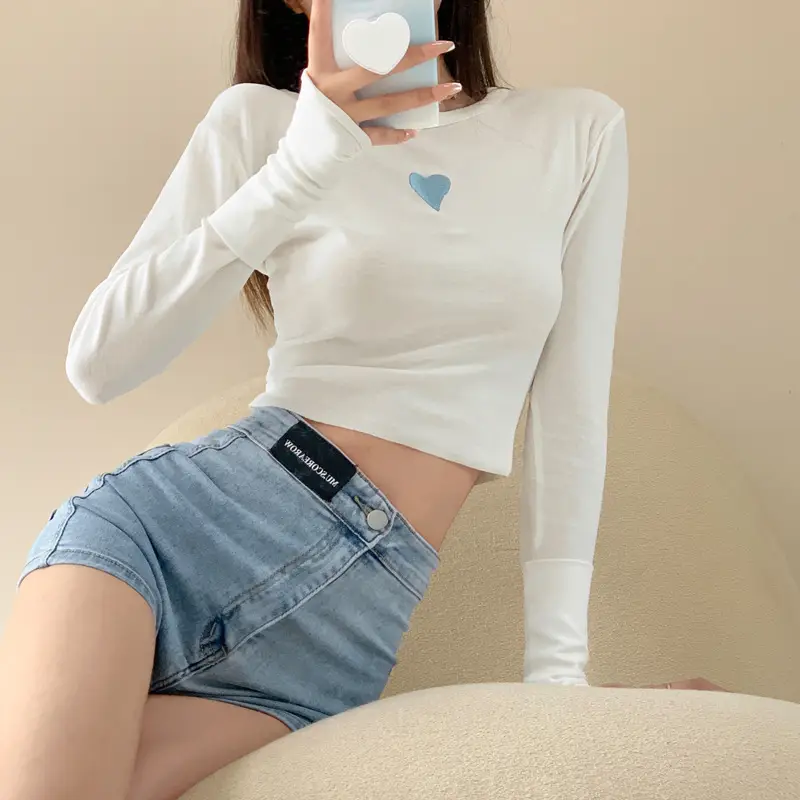 Women Tight Hip Denim Shorts Wide Leg High Waist Sexy Stretch - Image 4
