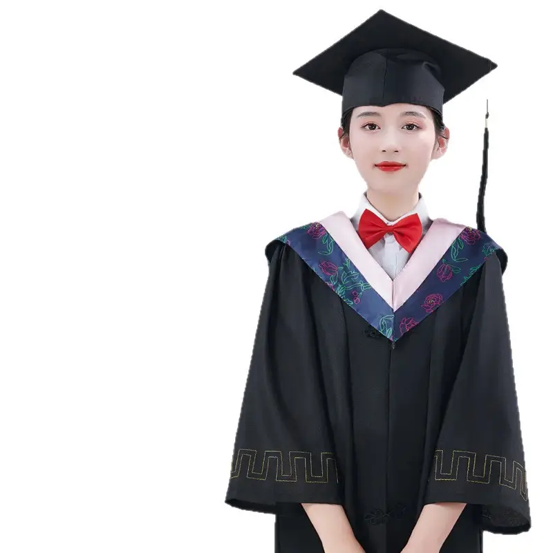 University Graduation Dress Red Black V-Neck Wholesale - Image 11