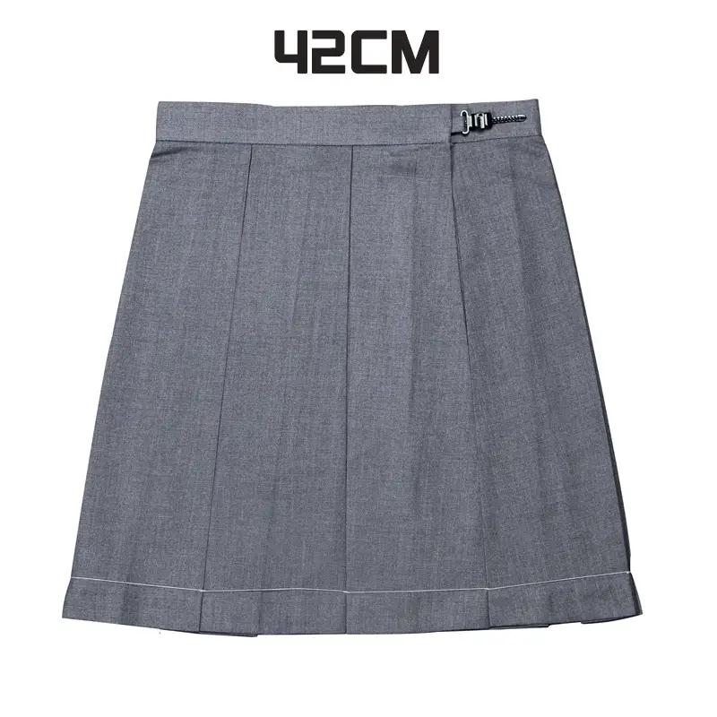 Gray Pleated Skirt 48CM Preppy Style - Image 6