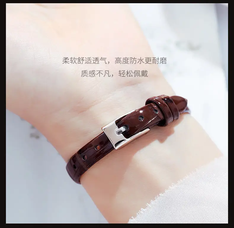Oshica Women's Quartz Watch Brown Leather Band Square Face — feature 8
