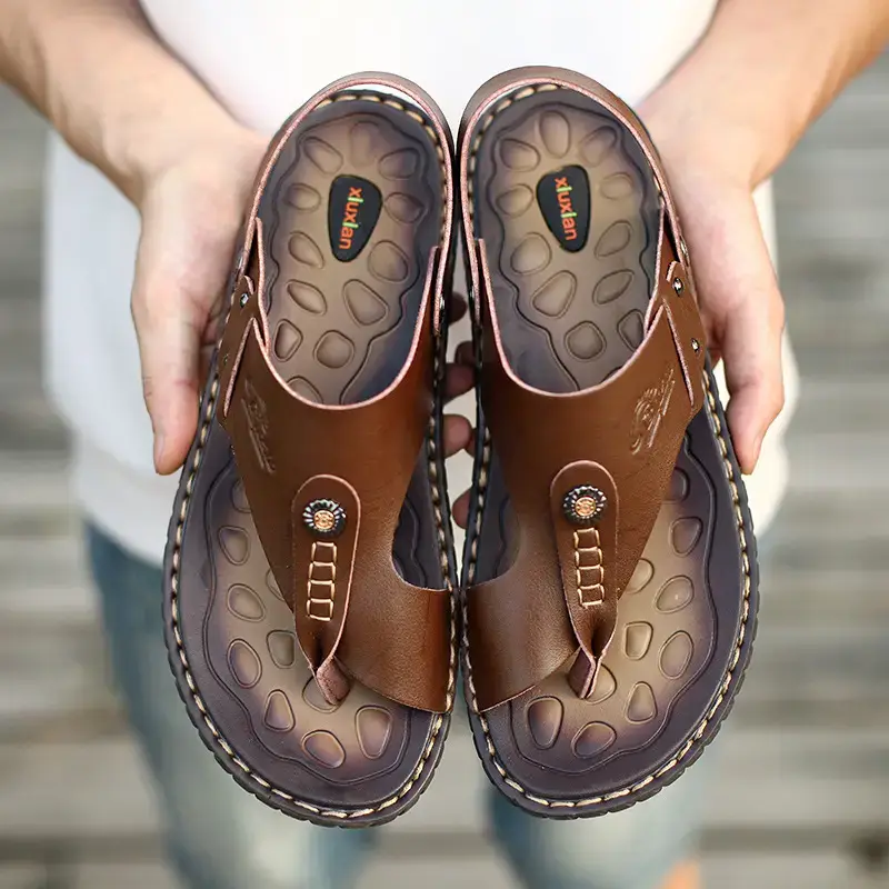 Men's Buckle Sandals Plus Size 47 Brown