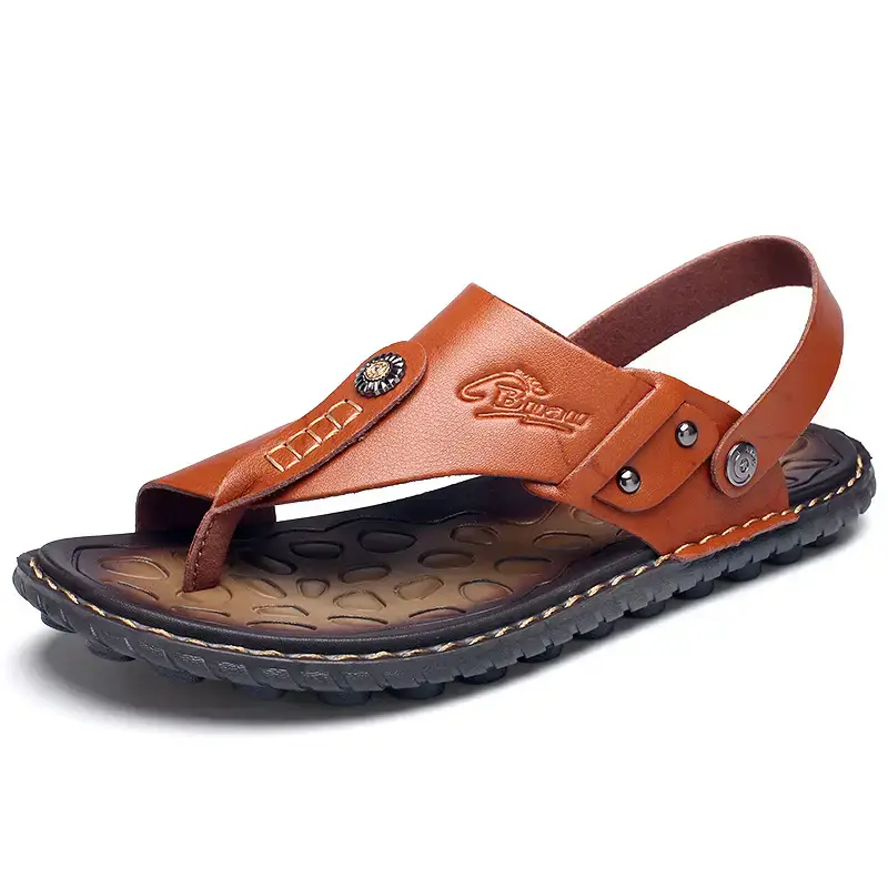 Men's Buckle Sandals Plus Size 47 Brown