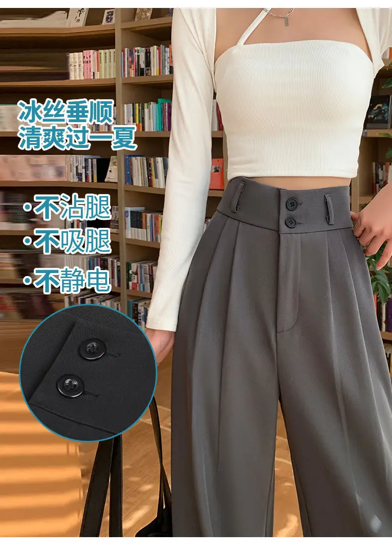Black Wide-leg Women's Pants High Waist Spring Summer — feature 10