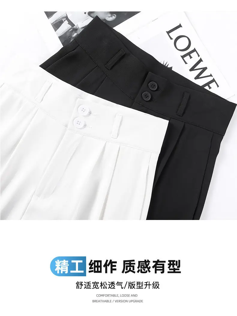 Black Wide-leg Women's Pants High Waist Spring Summer — feature 19