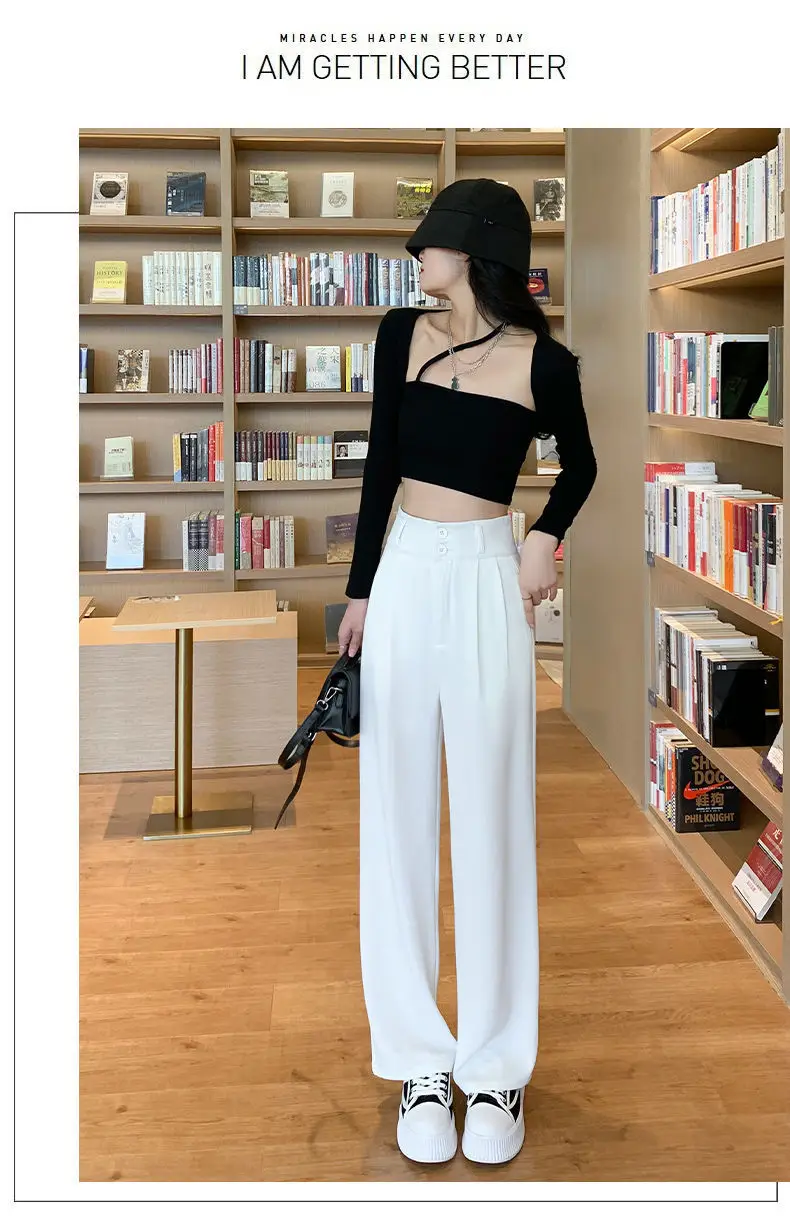 Black Wide-leg Women's Pants High Waist Spring Summer — feature 23