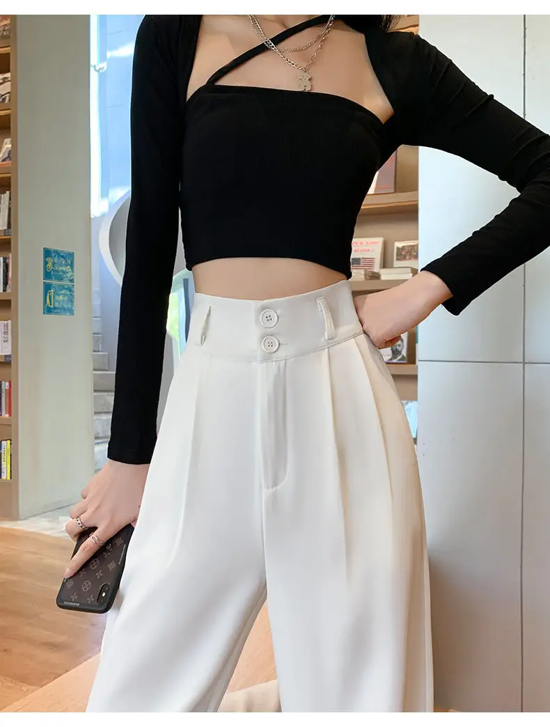 Black Wide-leg Women's Pants High Waist Spring Summer — feature 24