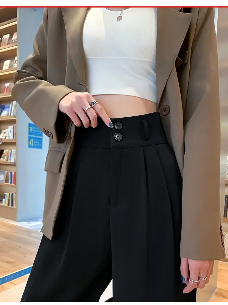 Black Wide-leg Women's Pants High Waist Spring Summer — feature 28