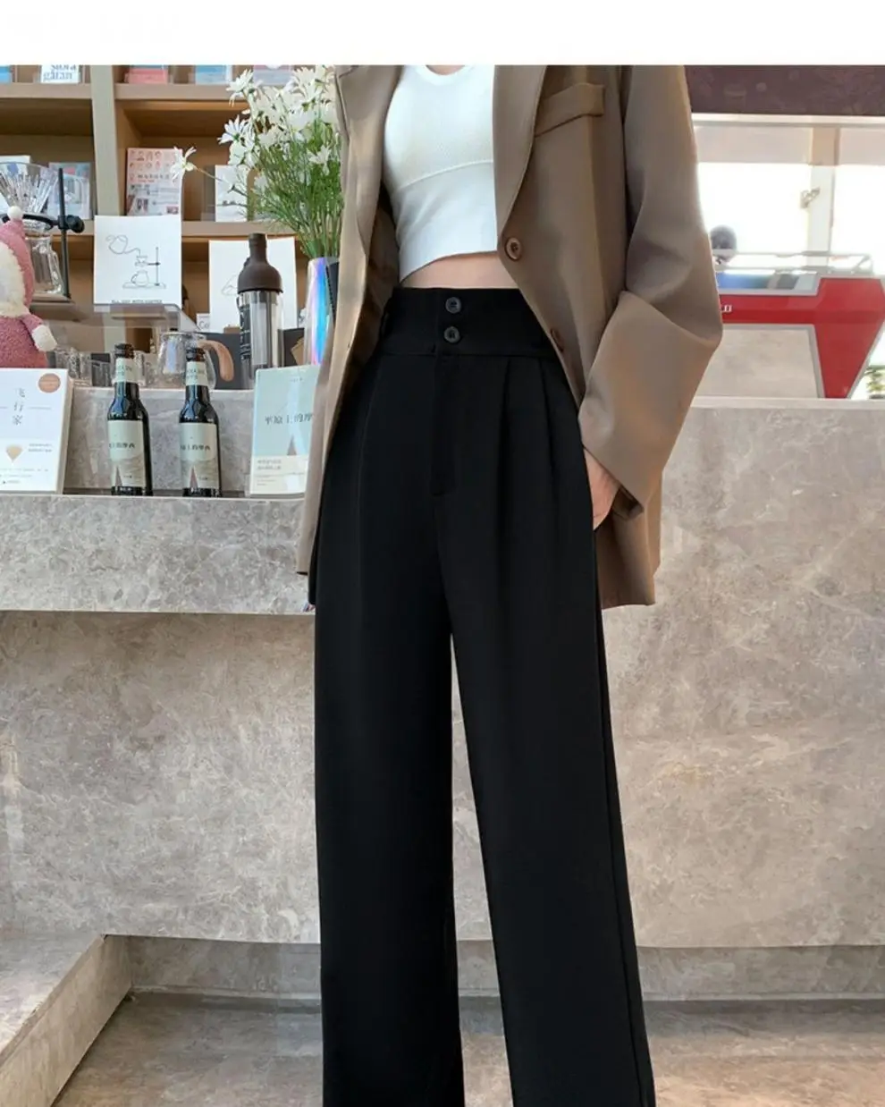 Black Wide-leg Women's Pants High Waist Spring Summer — feature 29