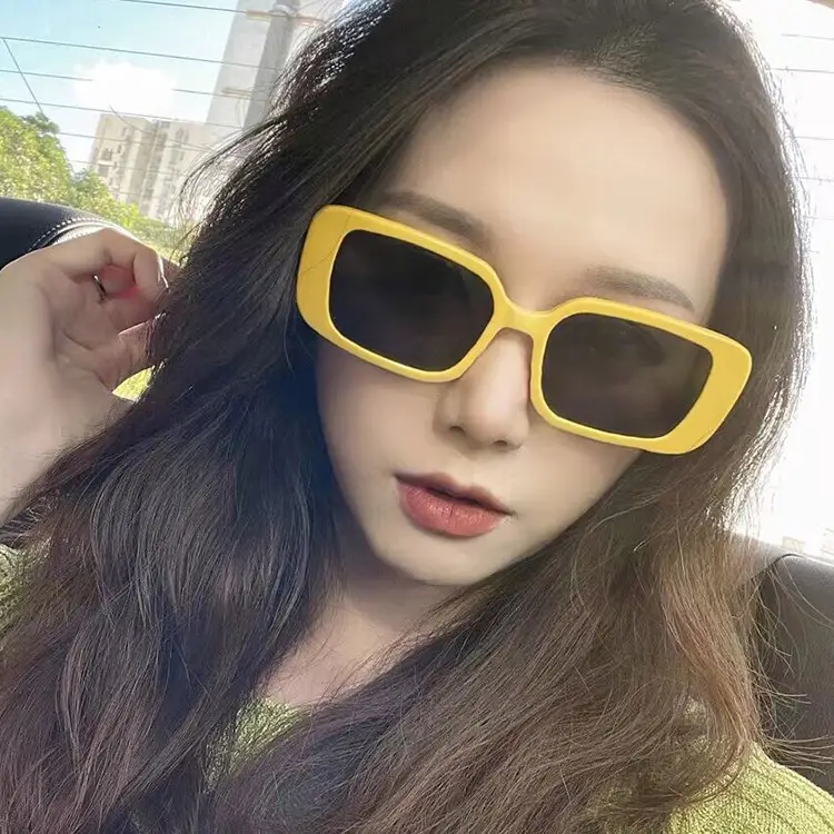 Korean Style Sunglasses Yellow Rectangular Women 2022 - Image 8